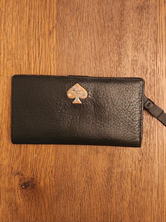 kate spade Handbags - kate spade Vintage Black Pebbled Leather Wallet Gold Spade Accent Circa 2015